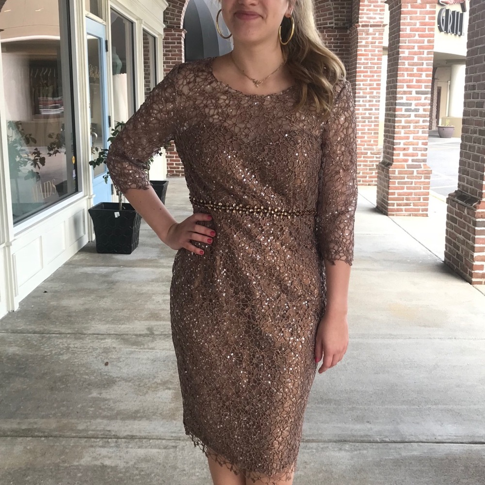 Gold 3 quarter sleeve dress
